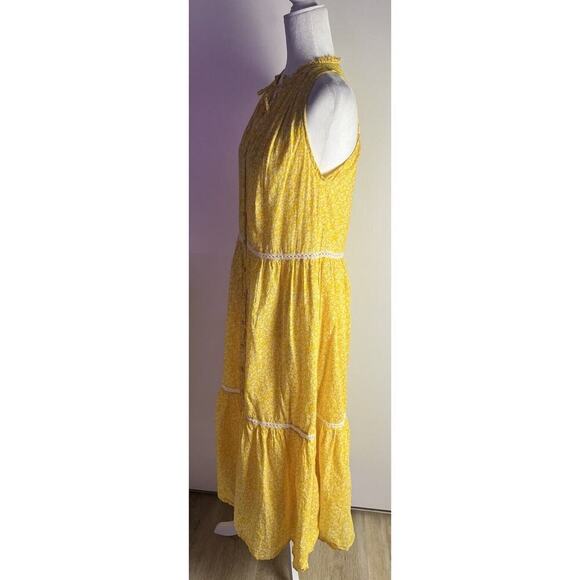 Olivia James The Label Tuckernuck Ro Scatter Golden Long Yellow MIDI Sundress S - Picture 5 of 10
